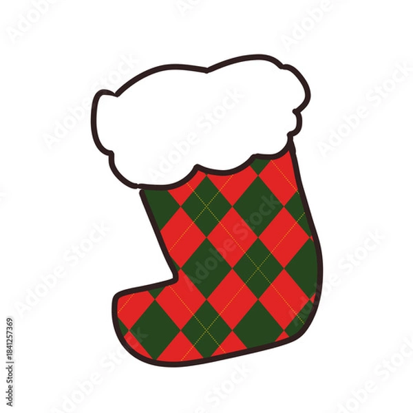 Obraz Festive Plaid Christmas Stocking Illustration