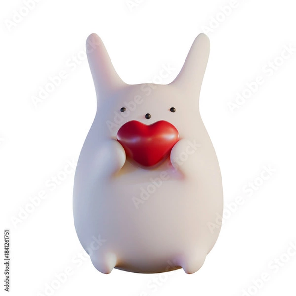 Obraz Valentine Cute Rabbit Character Front View