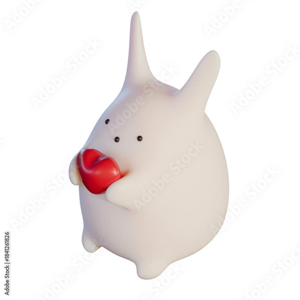 Fototapeta Valentine Cute Rabbit Character Isometric View
