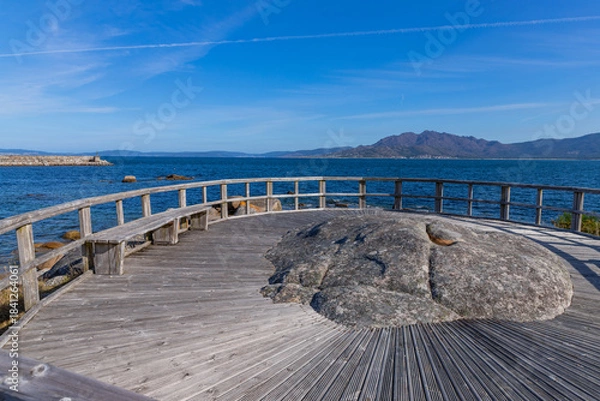 Obraz A scenic viewpoint with a wooden deck