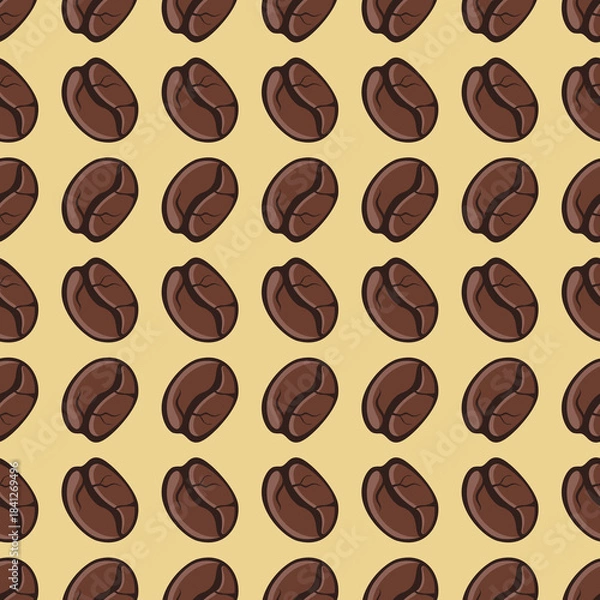Obraz Coffee beans seamless pattern Vector illustration. coffee background for textile or fabric