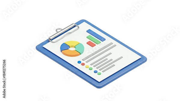 Fototapeta Clipboard with Charts and Graphs for Business Analysis