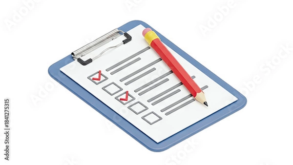 Fototapeta Clipboard with Checklist and Pencil: Completing Tasks