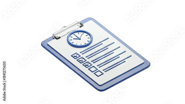 Fototapeta Clipboard with Clock and Checklist: Time Management Concept