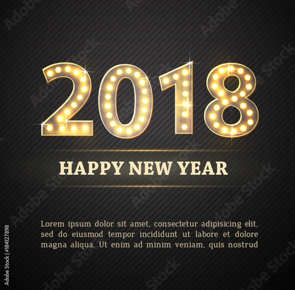 Fototapeta the 2018 New Year Count Symbol with Light Bulbs