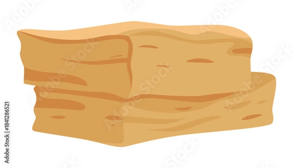 Obraz Crispy fried tofu block isolated on white background for vegan food concepts vector illustration