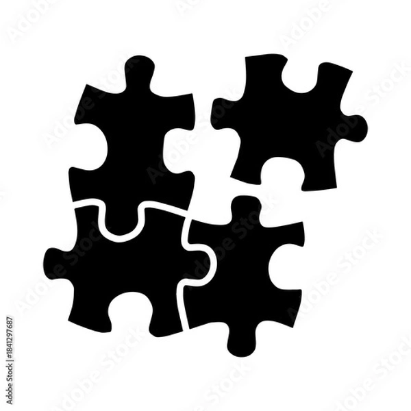 Fototapeta Interlocking Puzzle Pieces Icon Representing Teamwork Problem Solving Connection and Unity for Collaborative and Creative Concept Designs