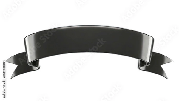 Fototapeta Black Banner Floating on White Background