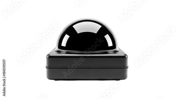Fototapeta Black Dome Security Camera on White Background