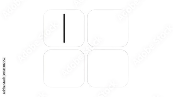 Fototapeta Black Line on White Squares - Minimalist Design