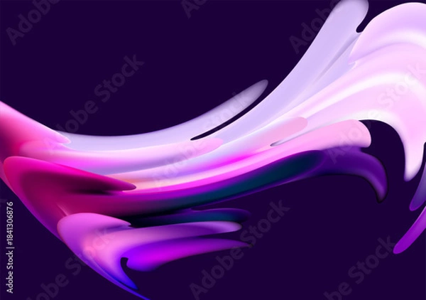 Fototapeta Abstract liquid dynamic background.  Fluid curls and twisted shapes on dark background.