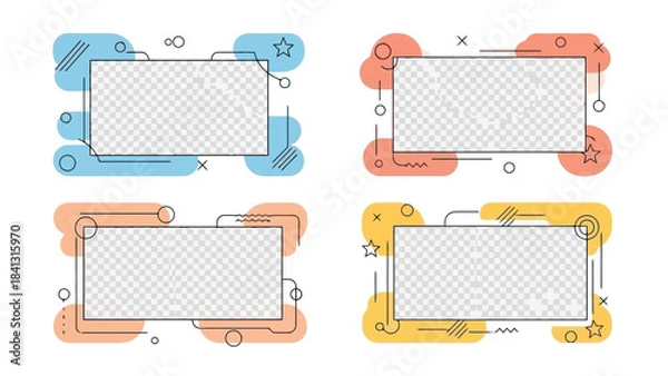 Fototapeta Abstract Geometric Frames with Transparent Backgrounds for Creative Design Projects