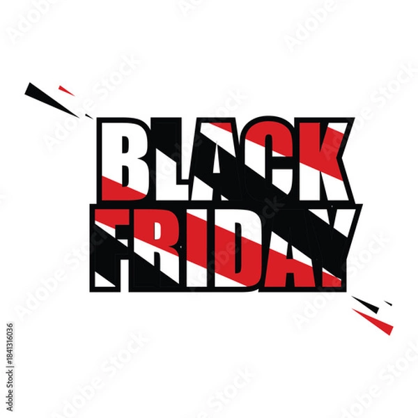 Obraz Black Friday typography banner. Black Friday modern linear typography text illustration isolated on black background. Design template for Black Friday sale banner