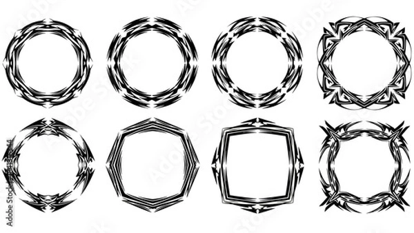 Fototapeta Collection of Decorative and Ornamental Tribal-Style Frames and Borders