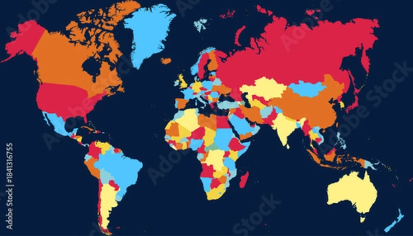 Obraz World map. Color modern vector map. Silhouette map