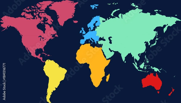 Obraz World map. Color modern vector map. Silhouette map