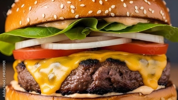 Fototapeta Cheeseburger close-up.