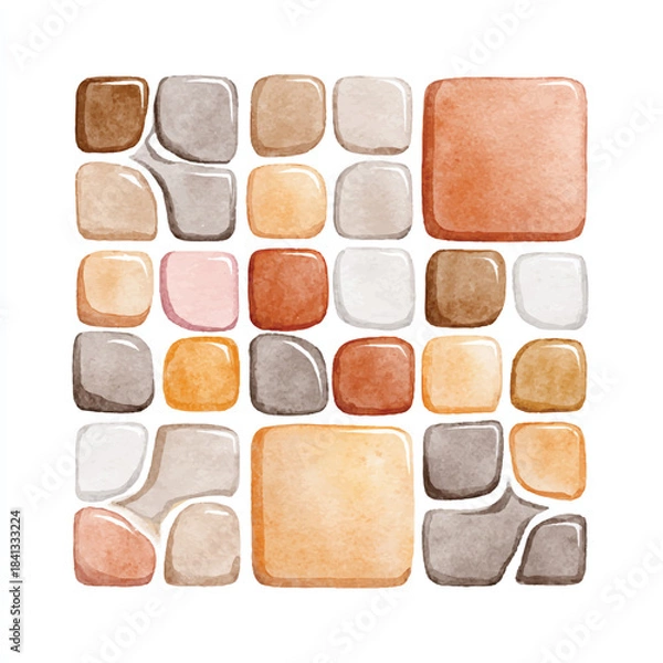 Obraz Watercolor Stone Tile Pattern Background