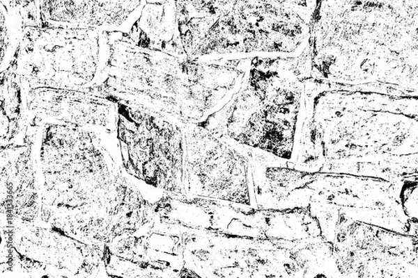 Obraz High Contrast Stone Wall Texture Black and White Background