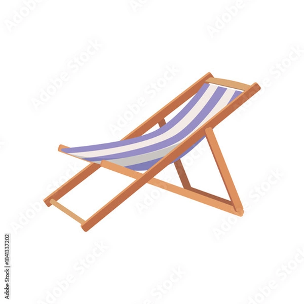 Obraz Folding Beach Chair with Stripes on White Background