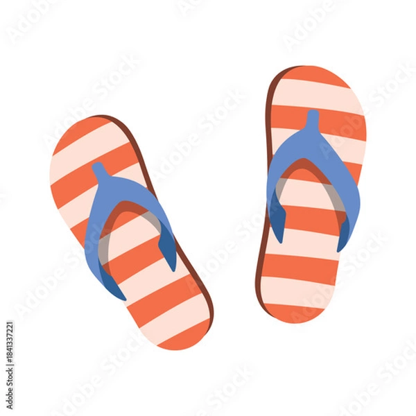 Obraz Flip Flops Pair in Minimalist Top Down View on White Background