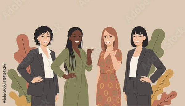 Obraz Diverse confident female team smiling symbolizing empowerment equality and professional success