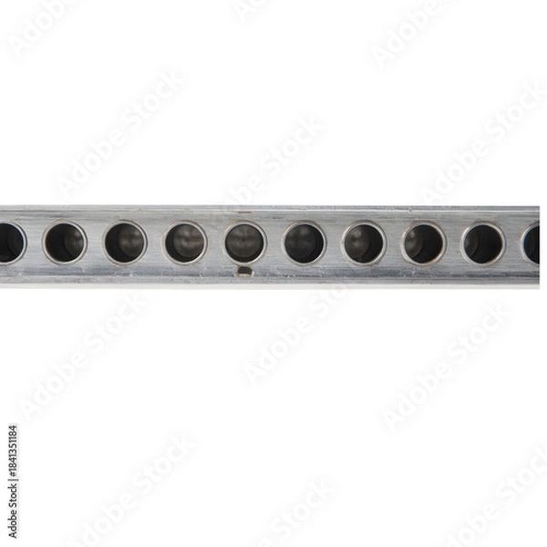 Fototapeta Macro Detail of Precision Holes and Silver-Plated Surface on Busbar