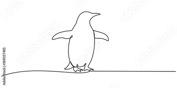 Fototapeta Continuous one line drawing of Penguin. Single line drawing illustration of Cute bird penguin. World Penguin Day concept vector art. Doodle line illustration.