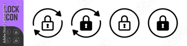 Obraz Refresh lock sync icon with circular arrows icon | for security, secure update, encryption, privacy settings, data synchronization, and password changes. Ideal for web and apps
