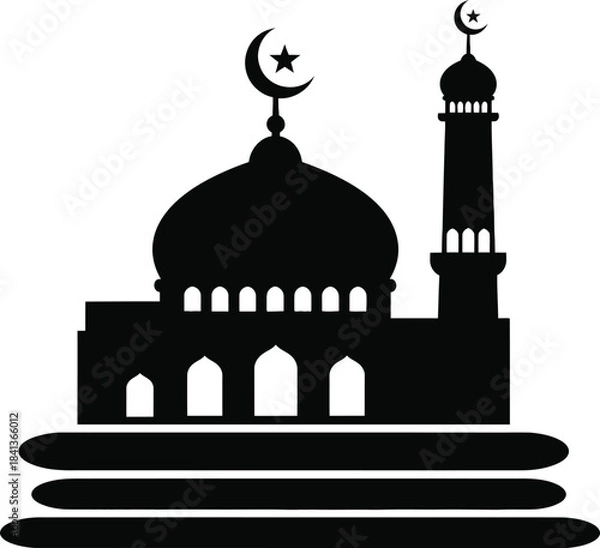 Fototapeta Mosque Islamic Architecture Silhouette Vector