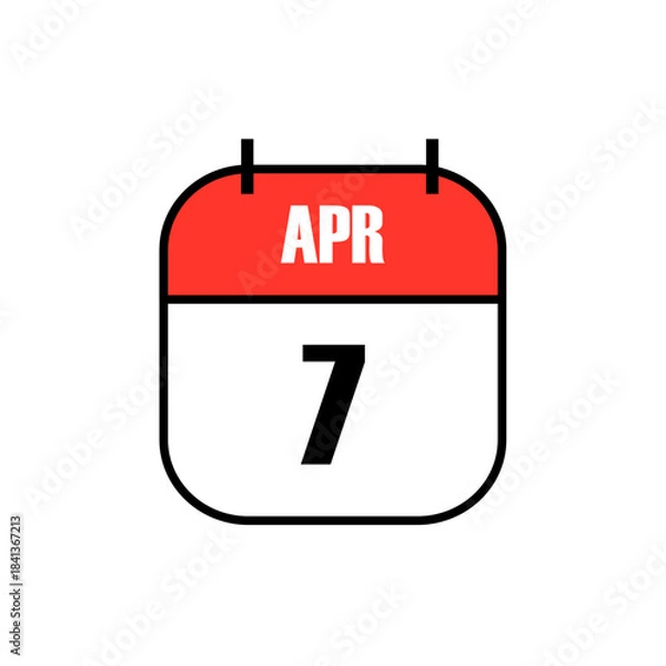 Obraz Red and white calendar icon showing April 7 in bold black font, celebrating World Health Day to promote global awareness, equity, and access to healthcare for all