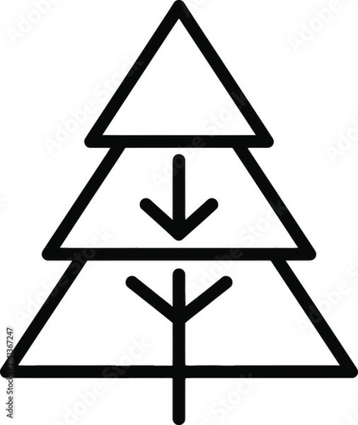 Fototapeta Minimal Pine Tree Symbol Geometric Style Vector