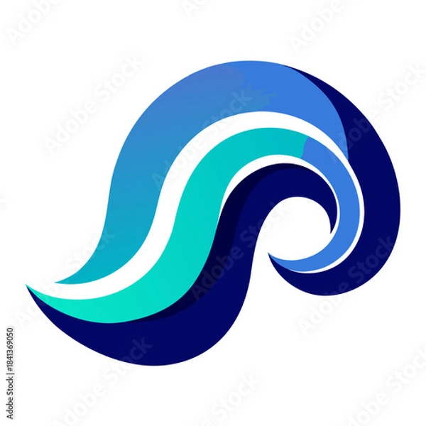 Fototapeta flowing waves in gradient blues