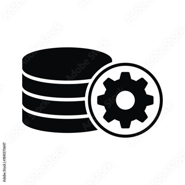 Obraz Database management icon with gear symbol, data processing and settings concept
