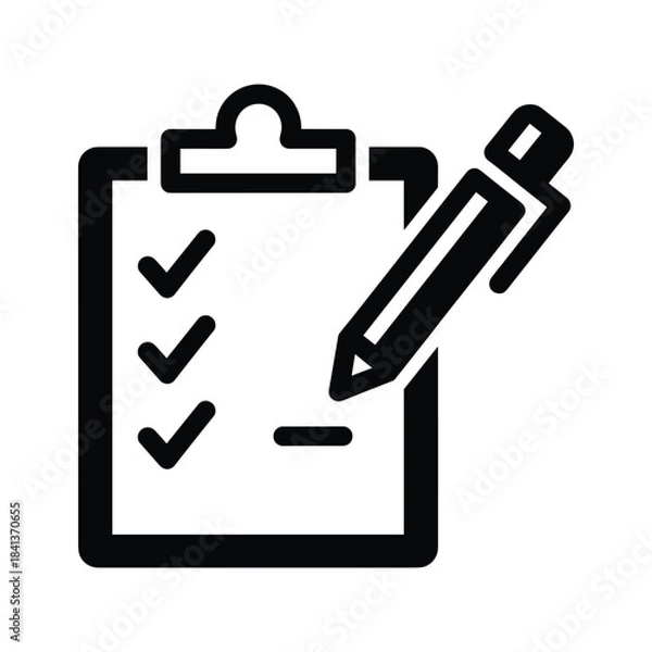 Obraz Checklist on clipboard with pen icon