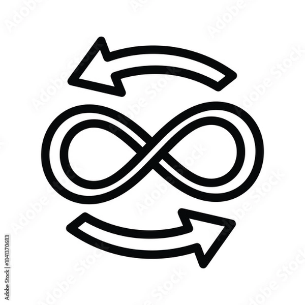Obraz Infinity loop with two opposing arrows, symbol of continuous process