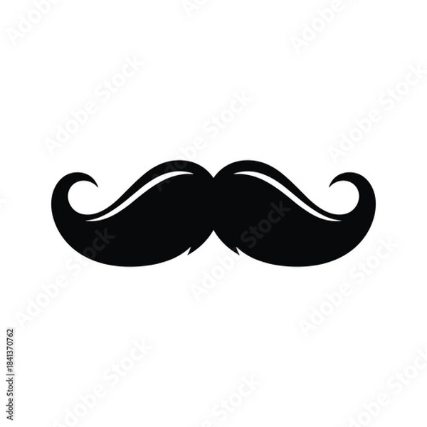 Obraz Black silhouette of a handlebar mustache isolated on