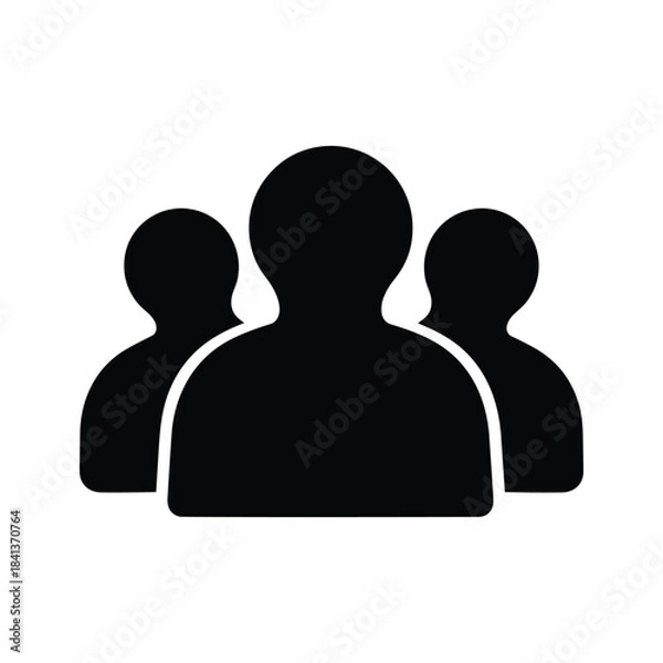 Obraz Group of people icon silhouette vector illustration for teamwork and community