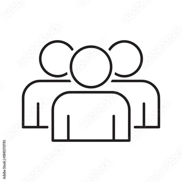 Obraz Group of three people icon outline symbol for team or community members