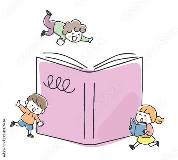 Obraz 本と子供たちのイラスト