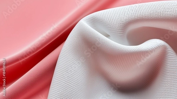 Obraz Abstract Pink and White Fabric Swirls Textured Textile CloseUp.