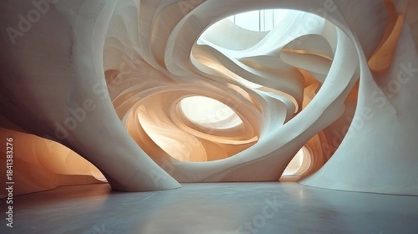 Obraz Organic Architecture Flowing Forms and Light in a Modern Interior Space.
