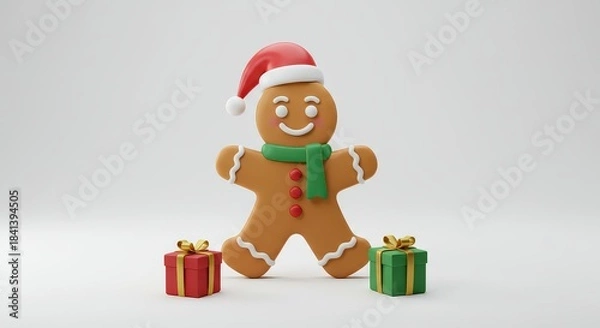 Obraz Gingerbread man with gifts