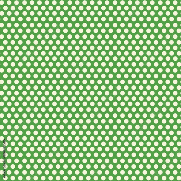 Fototapeta Classic White Polka Dots on Green Vector Seamless Pattern Design