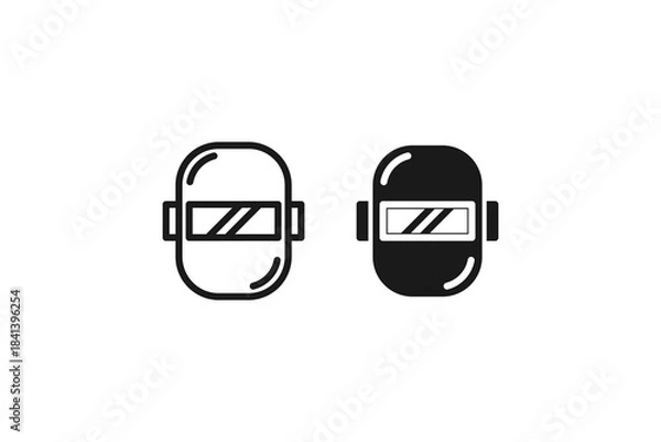 Obraz welding helmet icon outline and flat