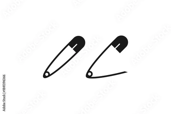Obraz flat or outline safety pin icon