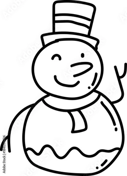 Obraz Christmas Snowman Doodle