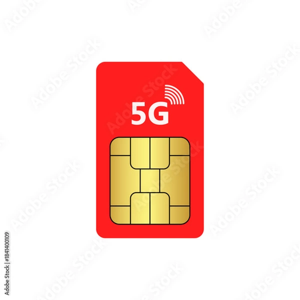 Obraz 5G sim card icon vector graphics 