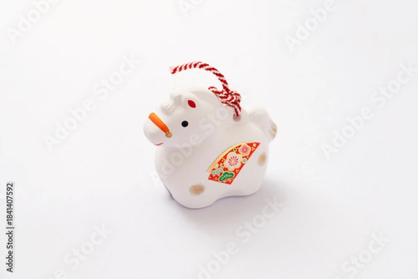 Obraz Japanese new year material. Zodiac horse. Year of the Horse. 日本の正月素材。干支の午。午年。