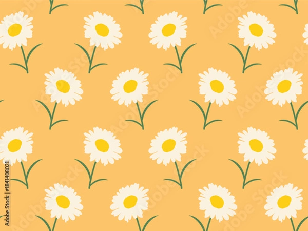 Obraz Seamless pattern with daisies. Vector illustration of a spring floral pattern